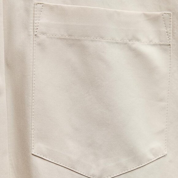 Zara NWT Satin Effect Twill Shirt 100% Cotton Long Sleeves Collared Beige Sz M - Picture 8 of 8